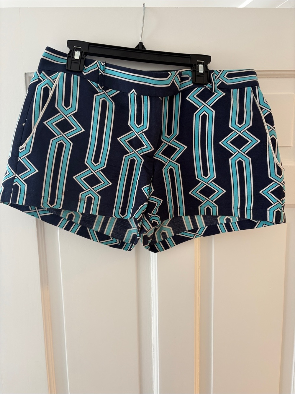 JB by Julie Brown Navy Geometric Print Shorts - Teal & White